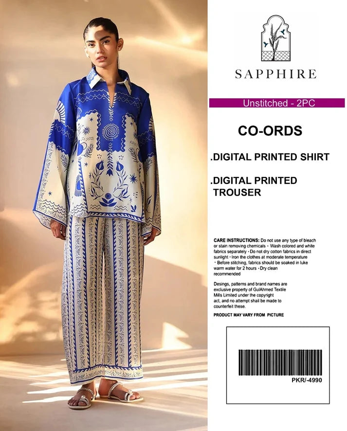 Sapphire Digital Printed Co-Ords Set (Shirt & Trouser)