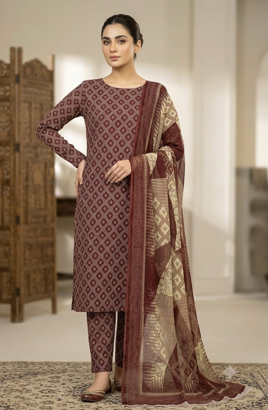 Bambar Dupatta Allover Printed 3PC