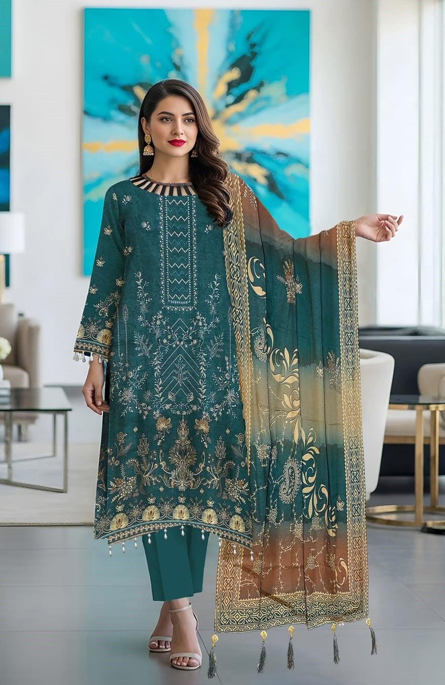 Tassel Stone Lace Dupatta 3PC