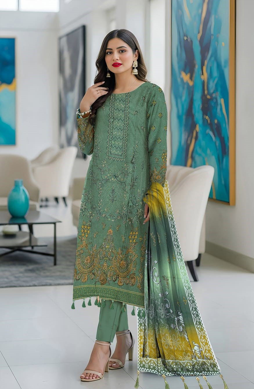 Tassel Stone Lace Dupatta 3PC