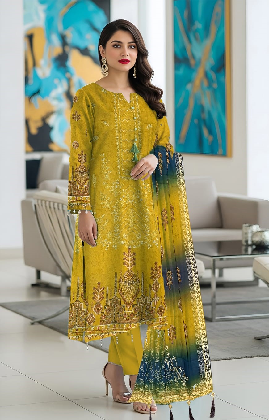 Tassel Stone Lace Dupatta 3PC