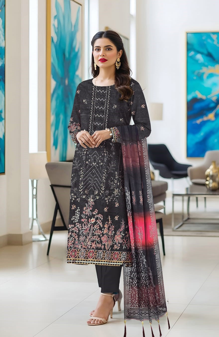 Tassel Stone Lace Dupatta 3PC