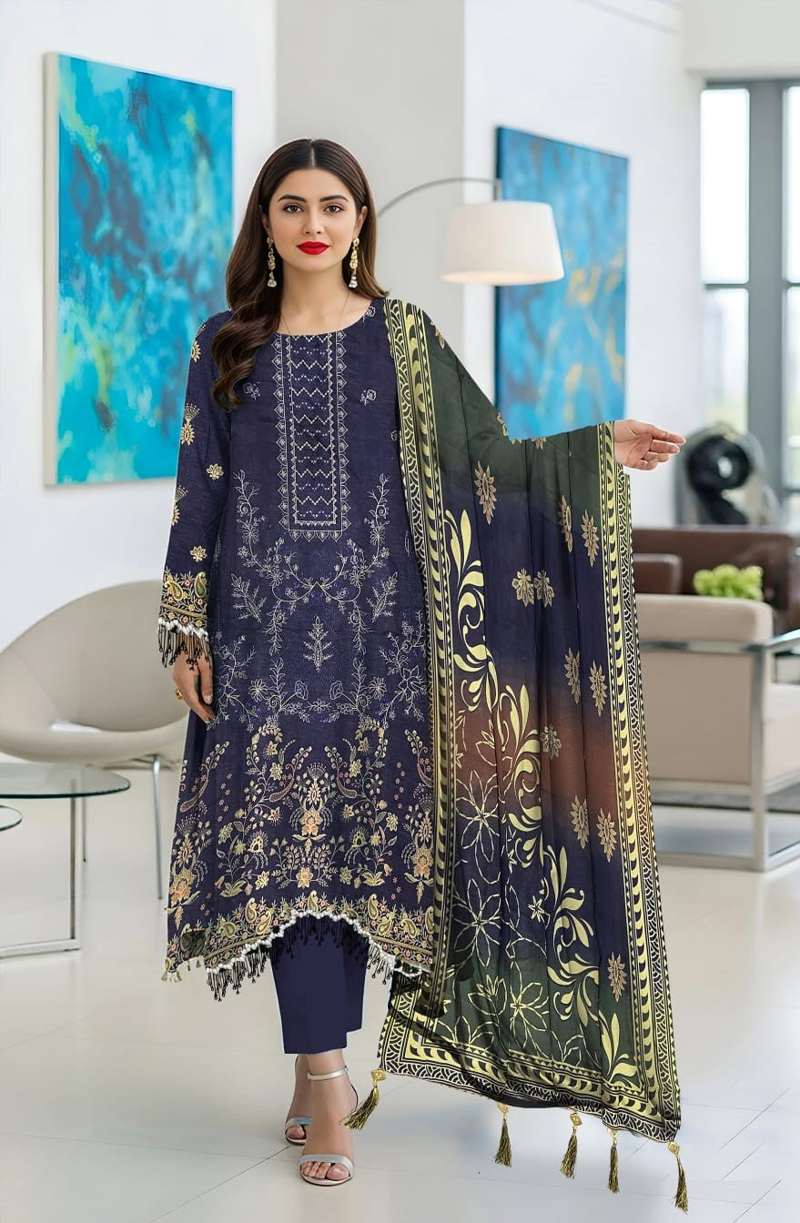 Tassel Stone Lace Dupatta 3PC